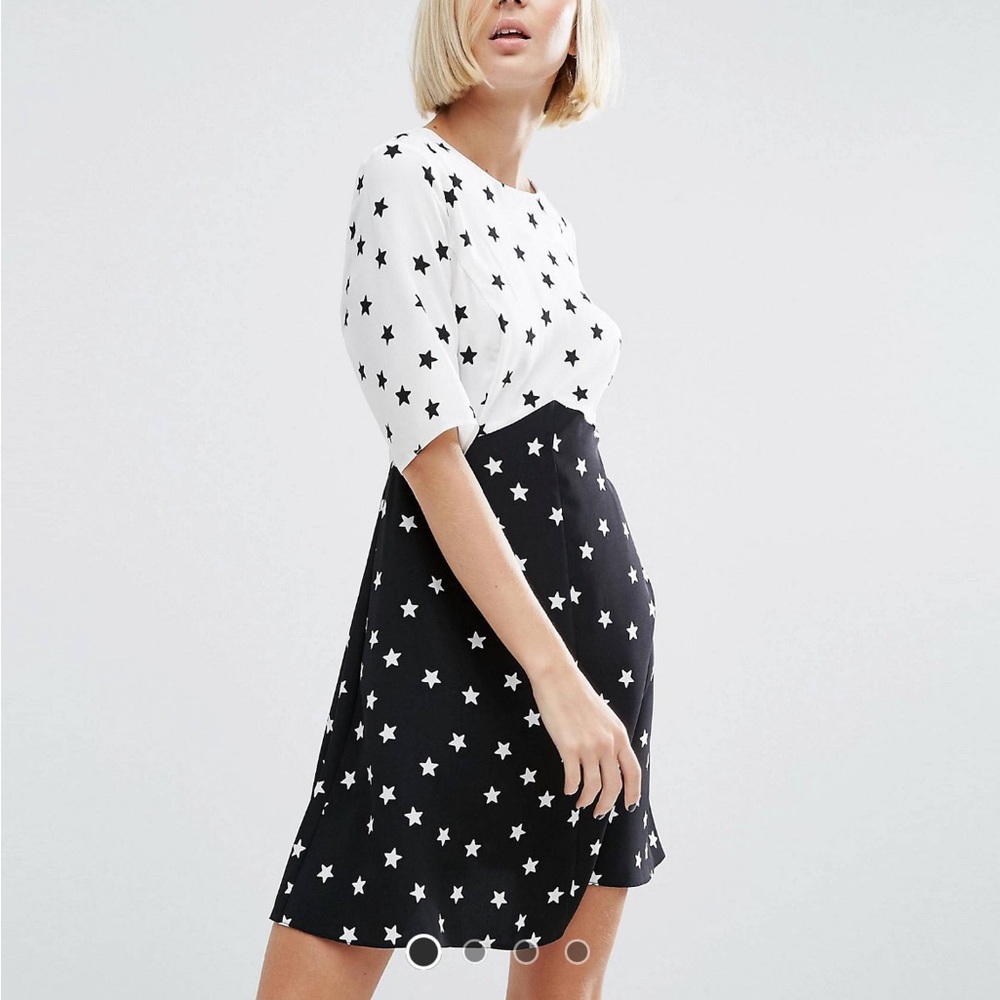 Color block  star print dress
